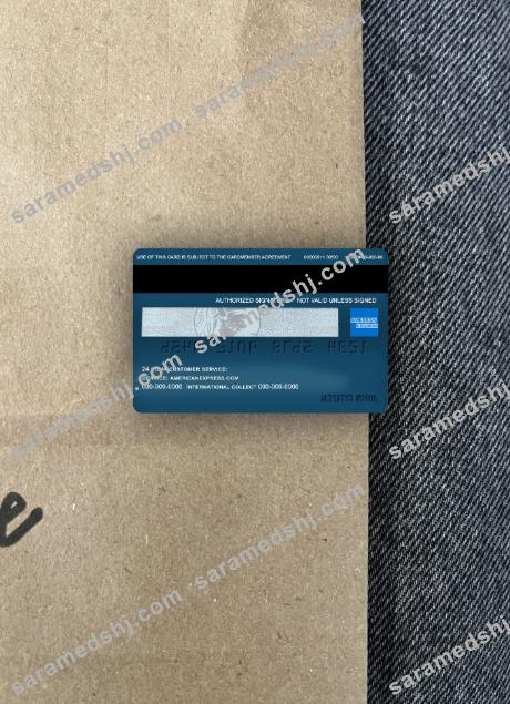 USA New York American Express Blue bank credit card photolook back